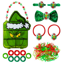 LUV HER Grinch hair accessory case with beaded handle for stylish storage on the go