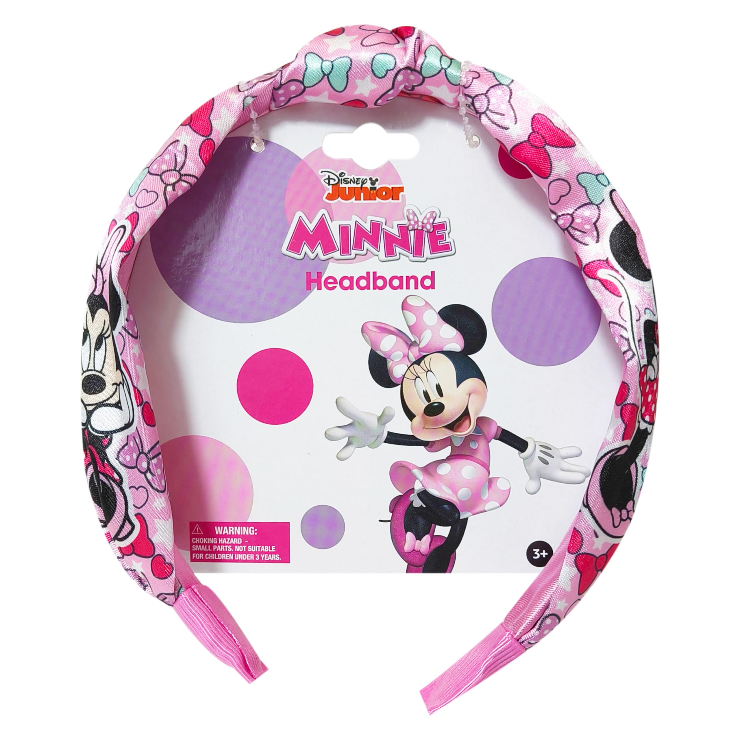 LUV HER Minnie knotted headband pink close-up highlights soft fabric.