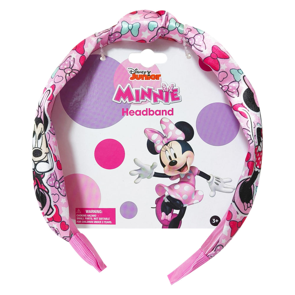 LUV HER Minnie knotted headband pink close-up highlights soft fabric.