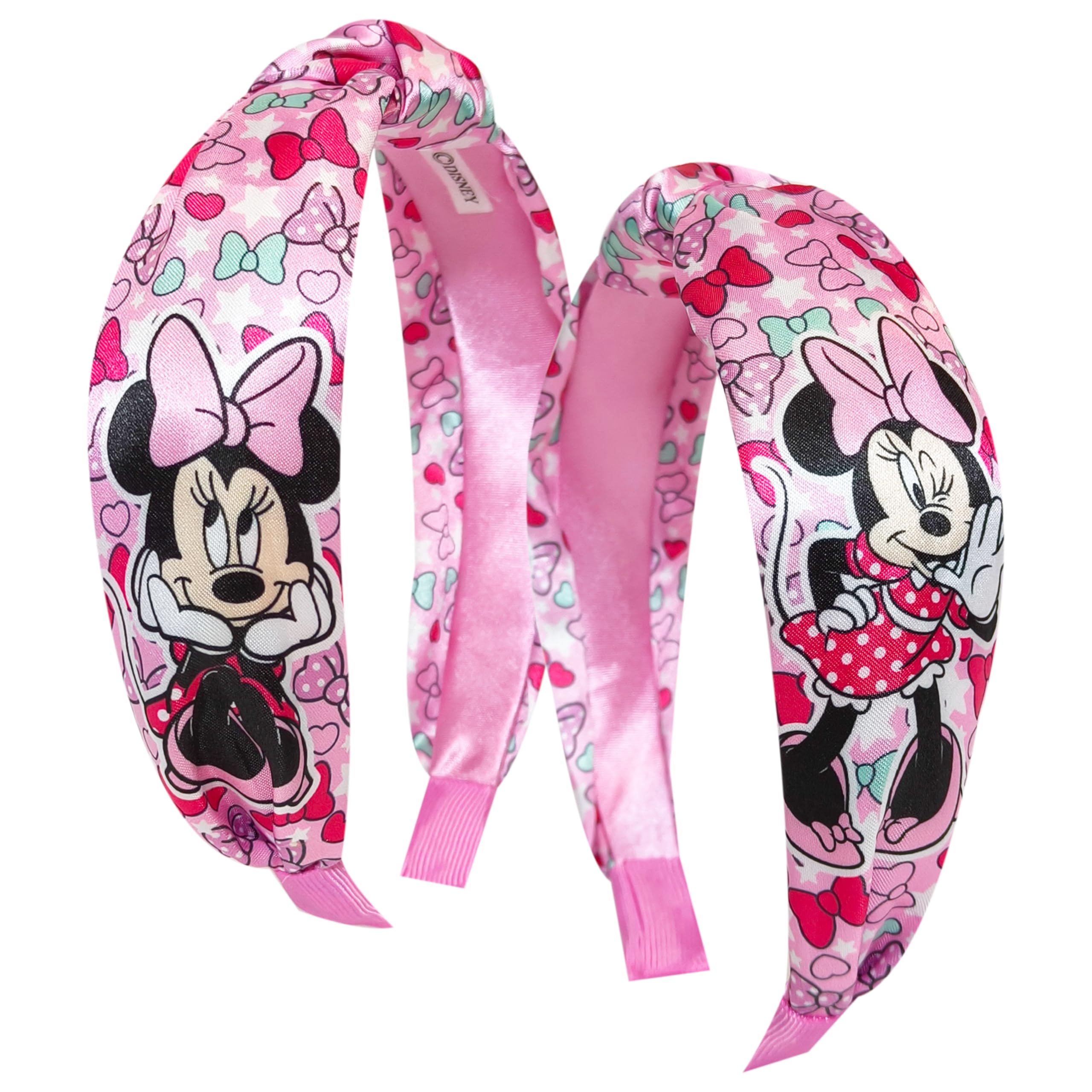 LUV HER Minnie knotted headband pink front view for cheerful everyday styling.
