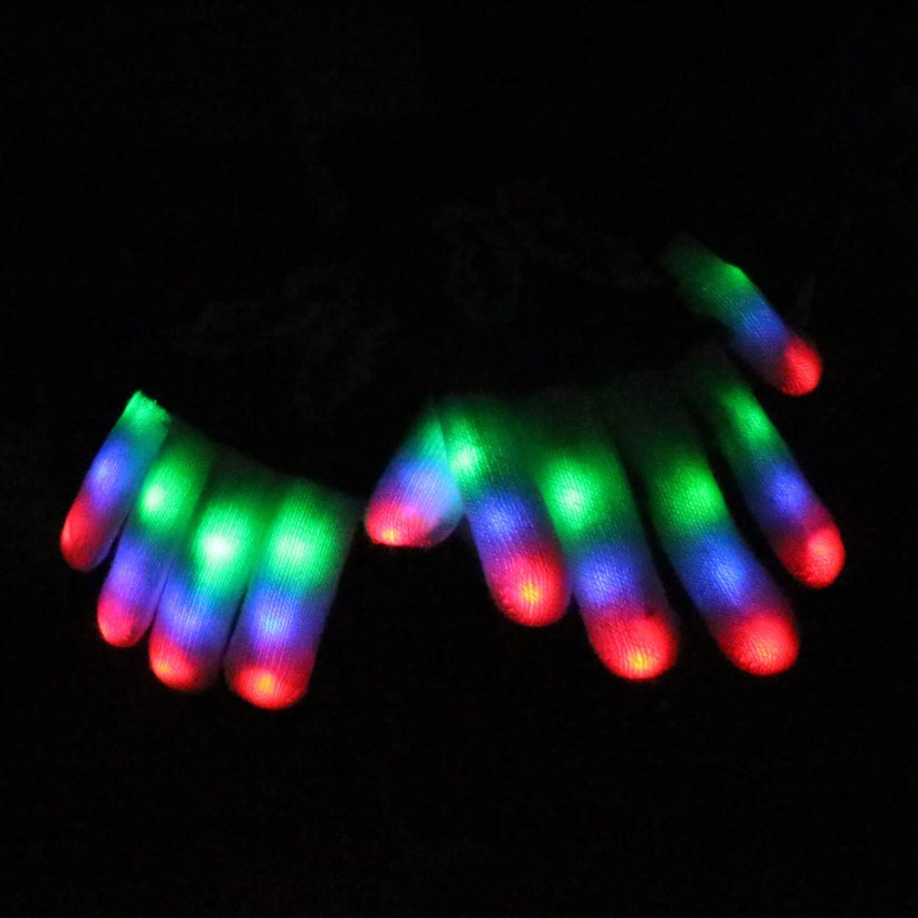 Luwint flashing gloves in action at a night stage performance