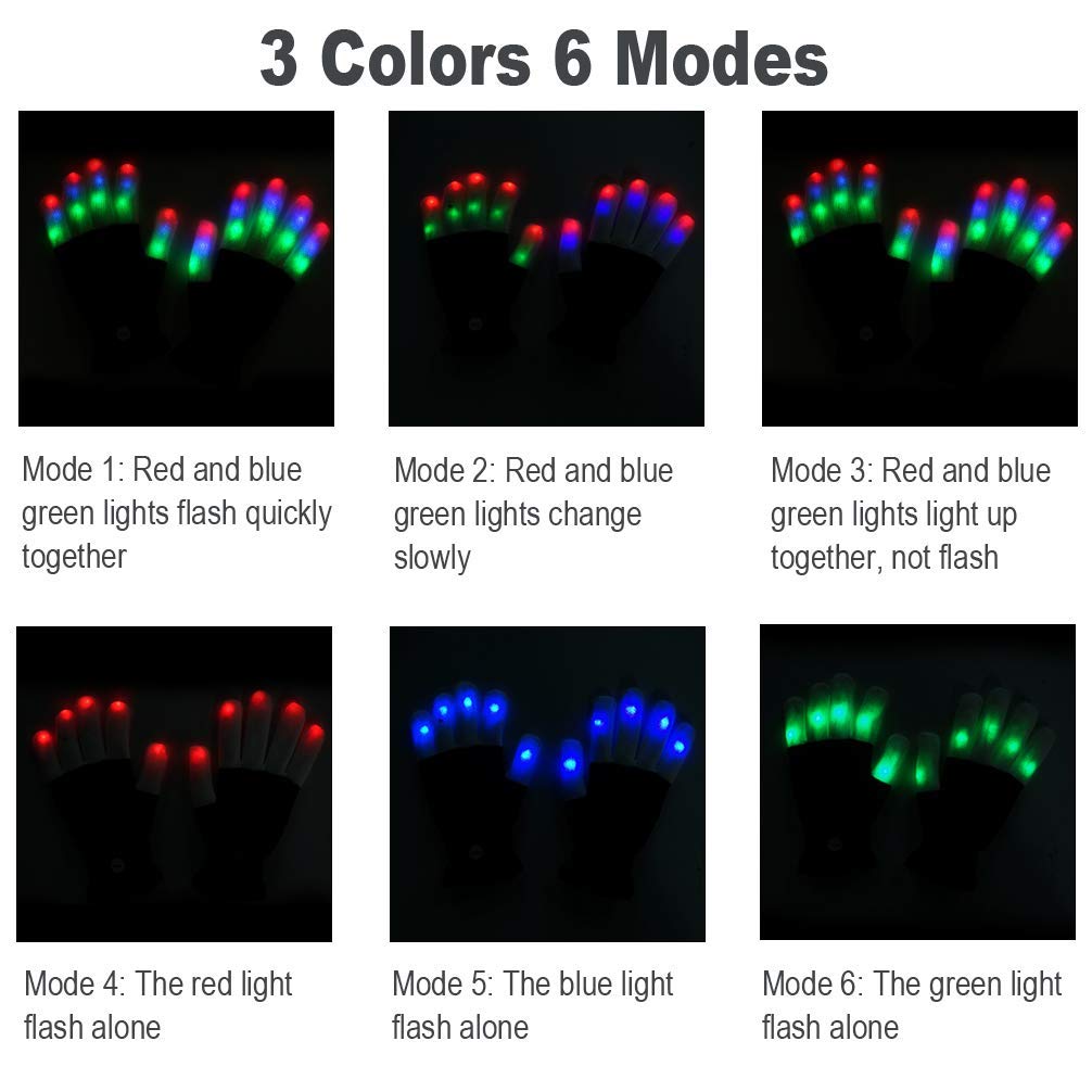 Luwint LED gloves on stage showcasing three color LEDs