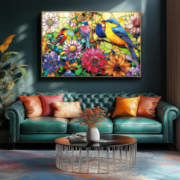 Luxdivina finished-view bird-flower puzzle invites display or framing after completion.