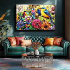 Luxdivina finished-view bird-flower puzzle invites display or framing after completion.