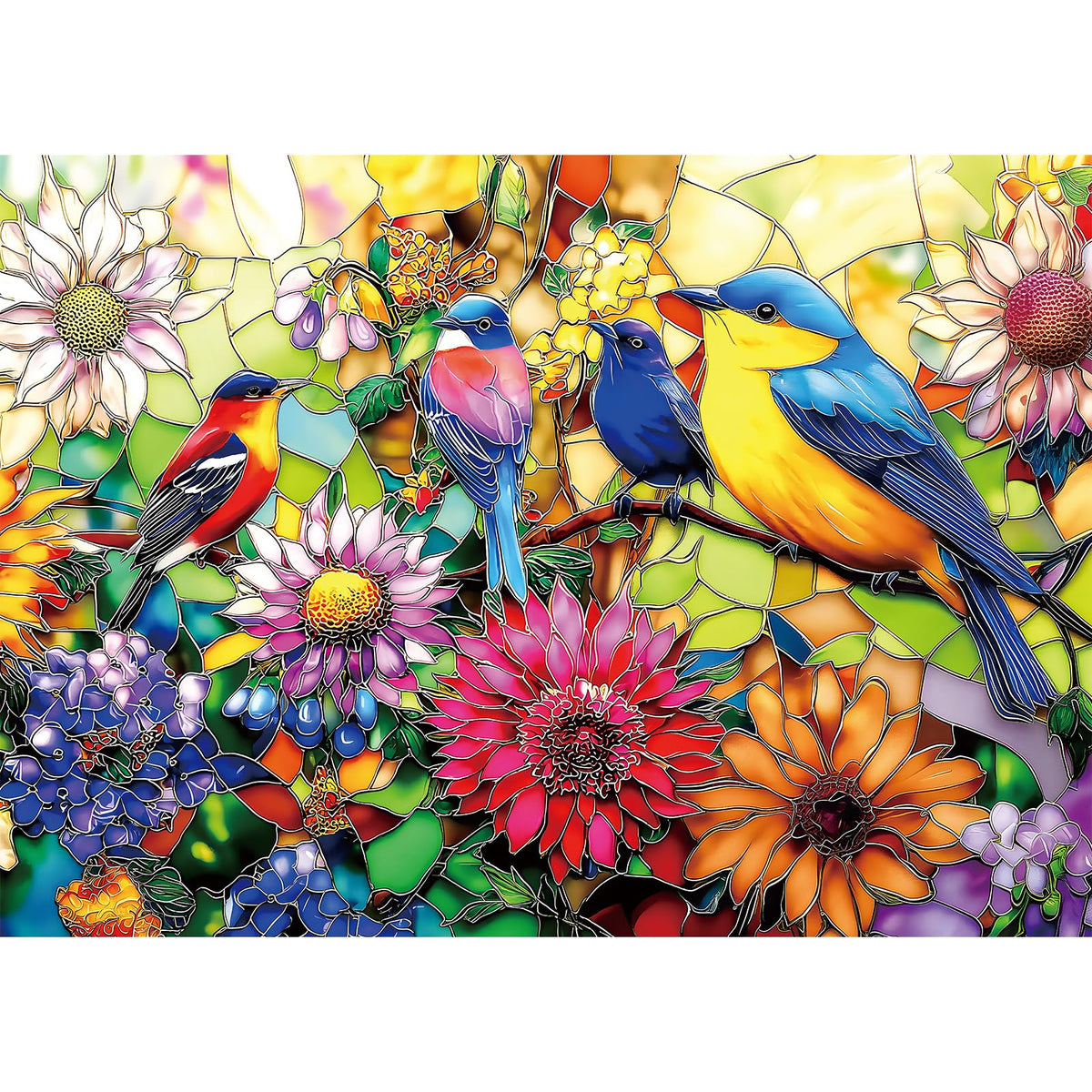 Luxdivina stained-glass bird puzzle offers relaxing, mindful focus with vibrant colors.