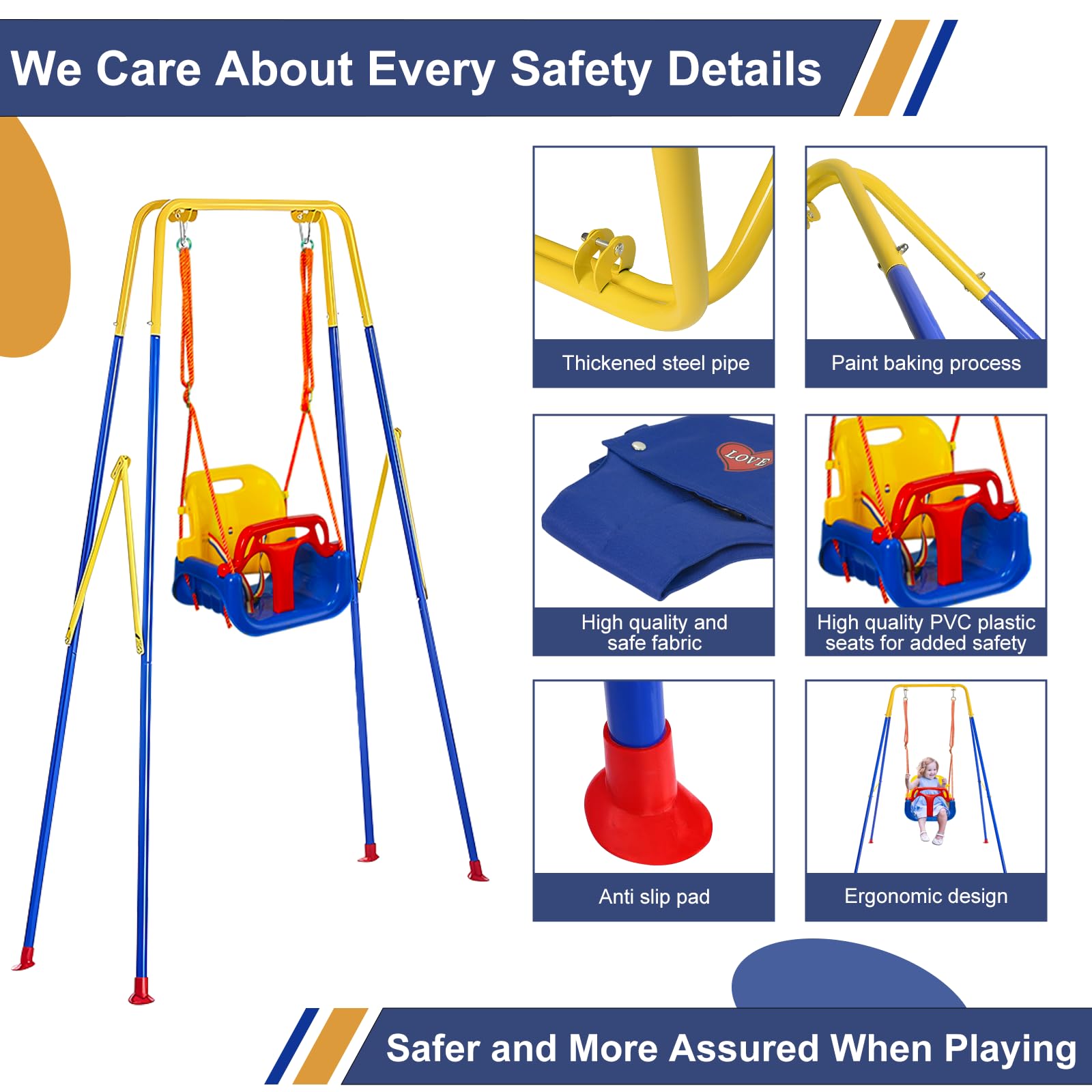Luxdsgn swing set placed in yard with safety pads