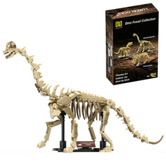 LUXEBLOCKS Brontosaurus skeleton, 19-inch display for home and classroom setup.