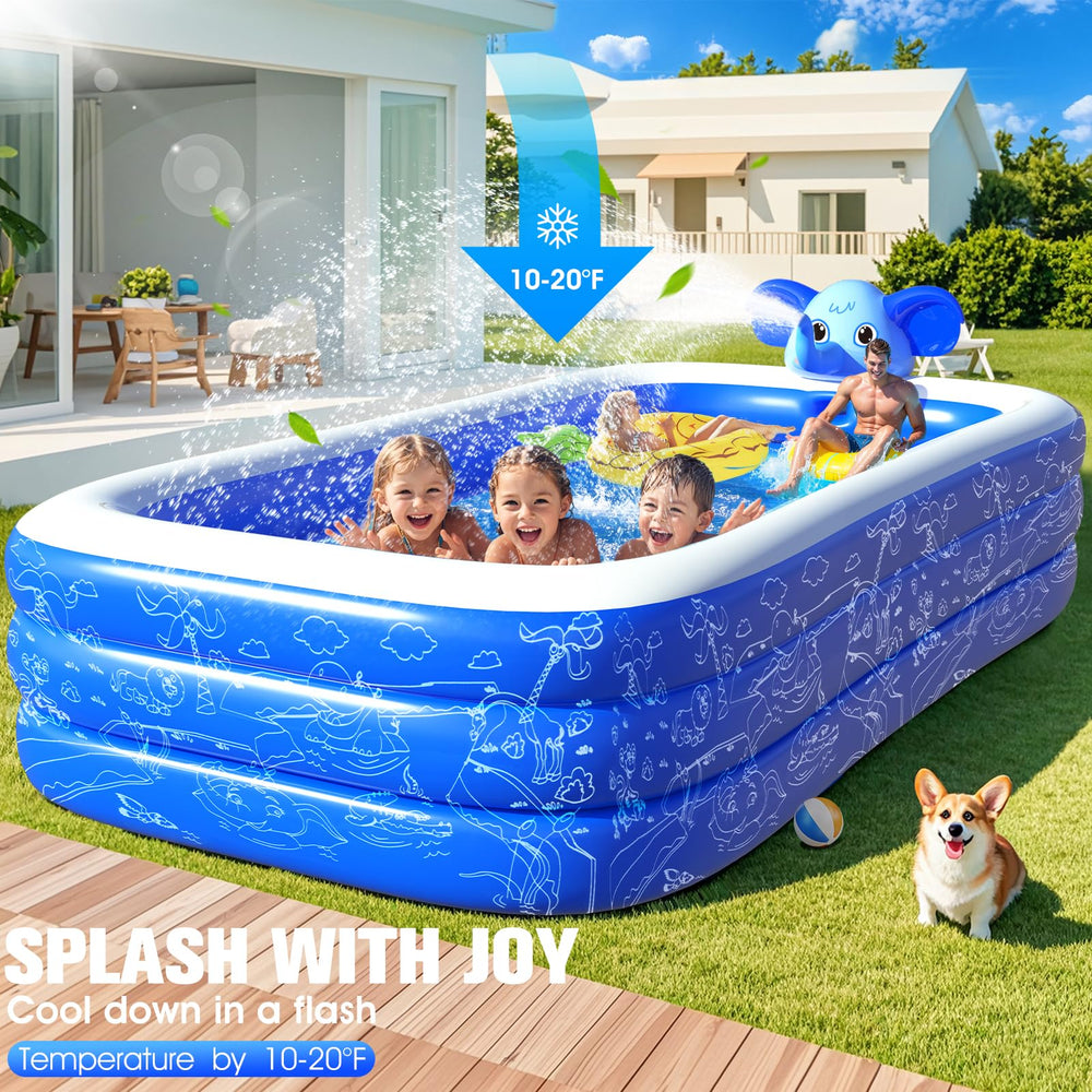 LuxPool large inflatable pool supports both adults and kids for backyard relaxation.
