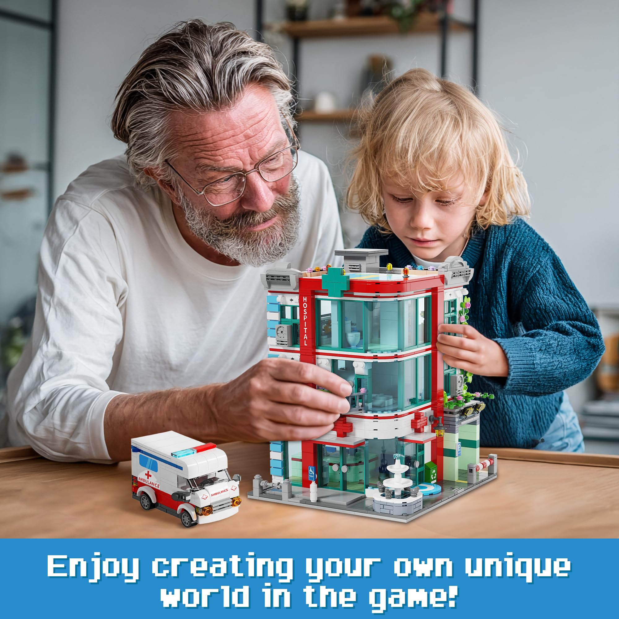 LuxRebuty City Hospital assembly stage enables step-by-step building fun.