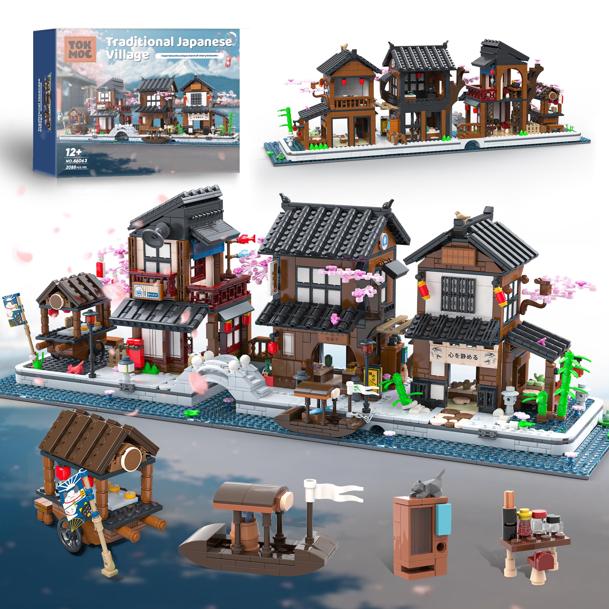LuxRebuty Sakura Street View Izakaya Tea House 2058pcs: immersive display and creative building.