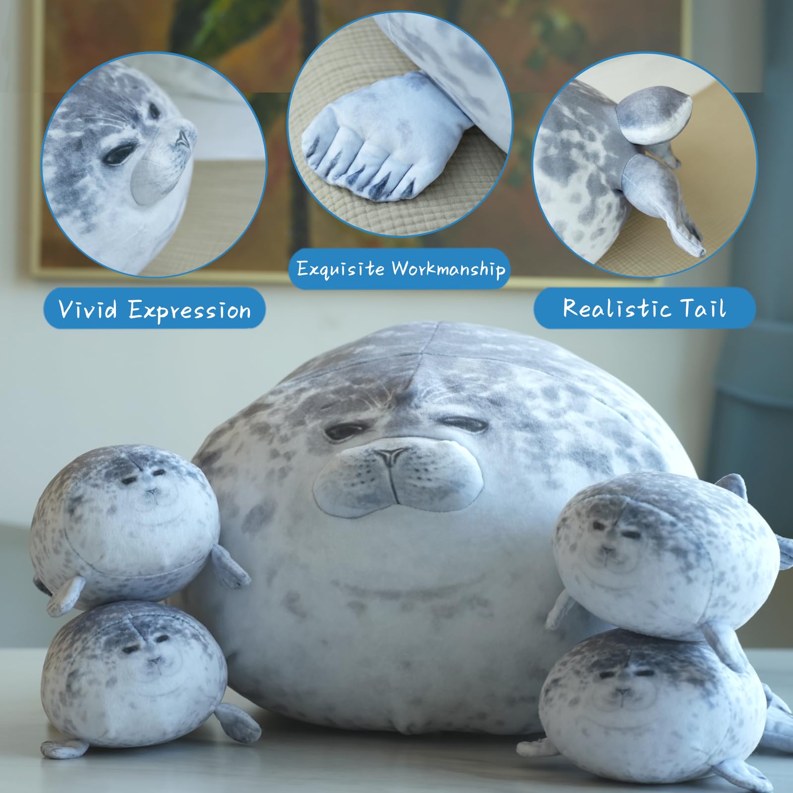 LUXSIT large seal plush toy as a comforting bed or sofa accent.