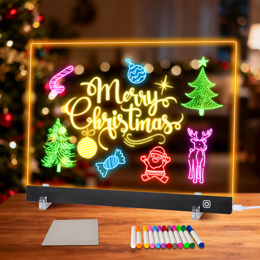 LuxuMach 16.2 inch LED note board on desk for bright notes.
