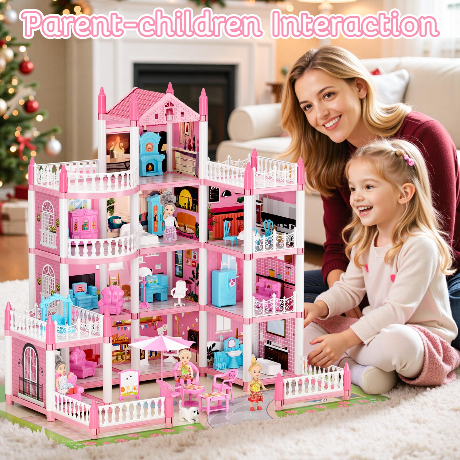 LUYE 4 Stories Doll House family bathroom with realistic details for pretend routines