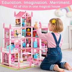 LUYE 4 Stories Doll House princess room designed for imaginative role-play adventures