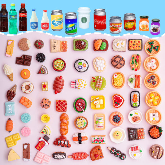 LUYI dollhouse burger and fries miniatures, vibrant resin snacks for playful kitchen layouts.