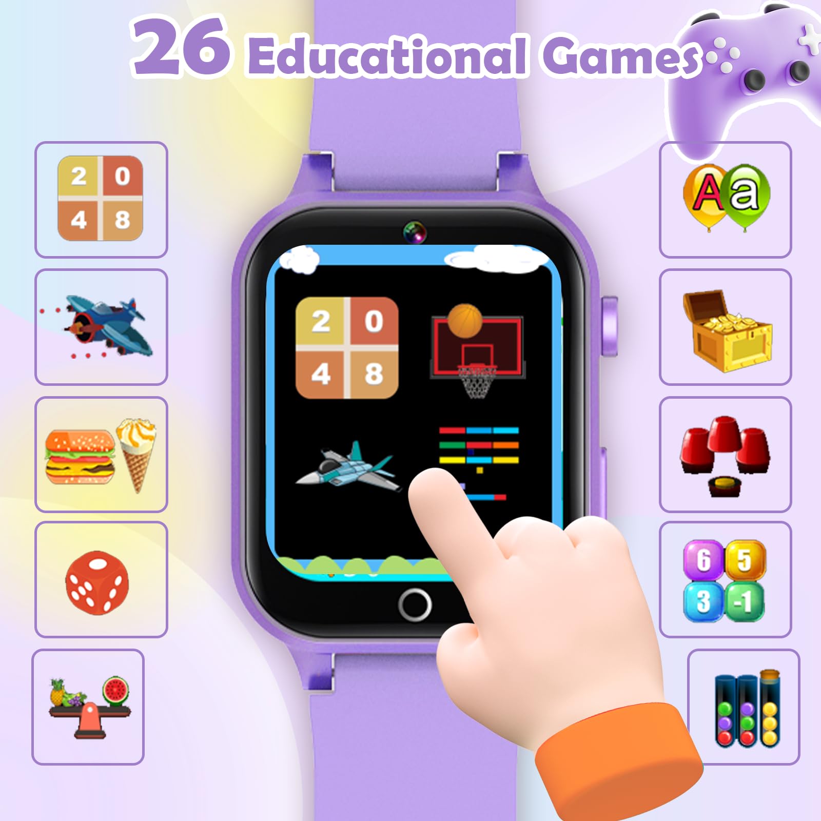 Luyiilo Kids Games Watch screen protection, two toughened films guard the display.