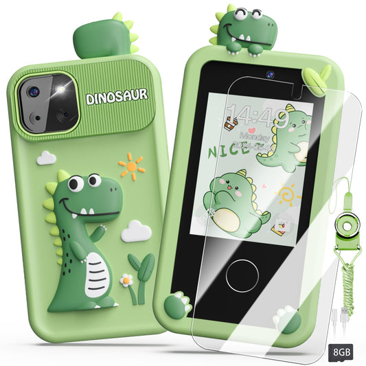 Luyiilo Kids Smart Phone with dinosaur design front view for imaginative play