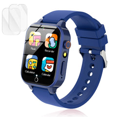 Luyiilo Kids Smart Watch blue front view, durable screen protection for everyday play