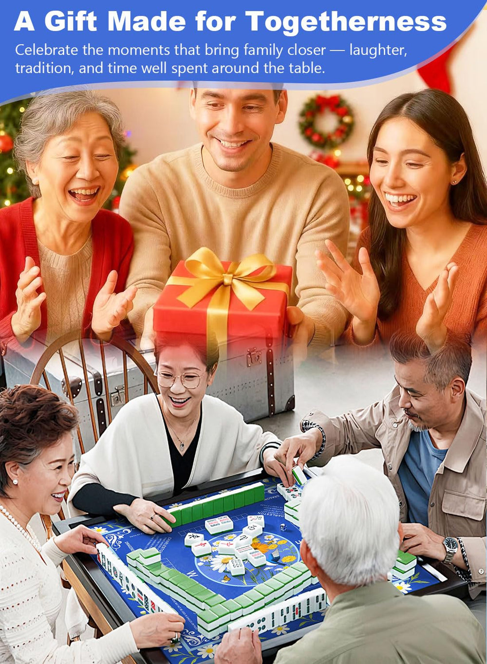 LUYULAKI floral blue design adding elegant ambiance to game night