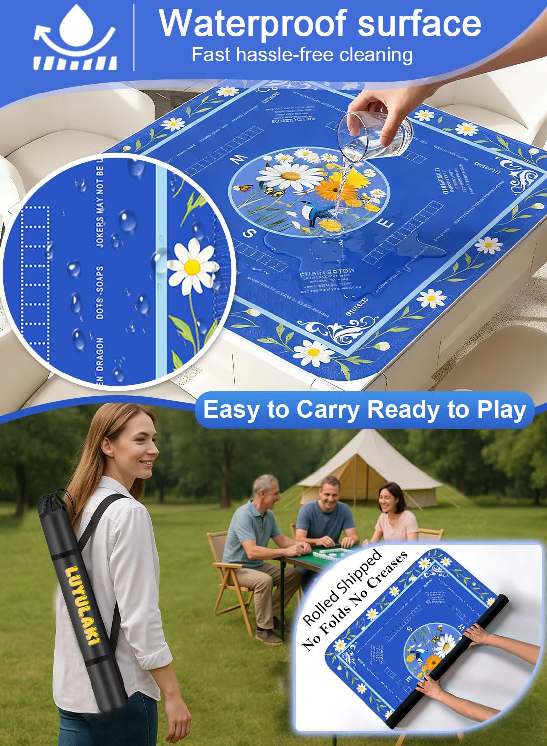 LUYULAKI floral mats with printed rules aiding beginners