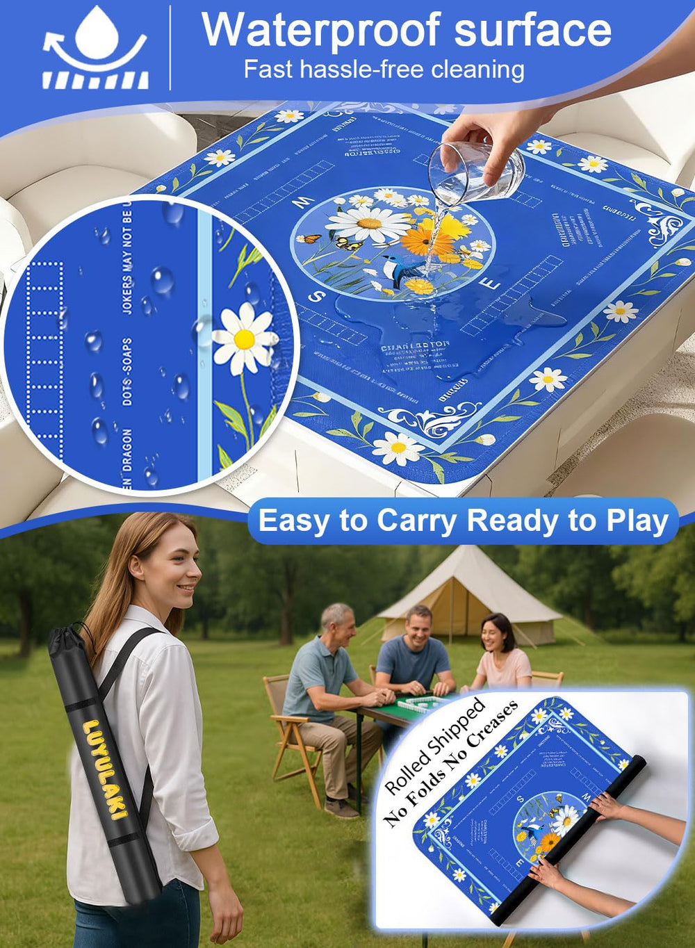 LUYULAKI floral mats with printed rules aiding beginners