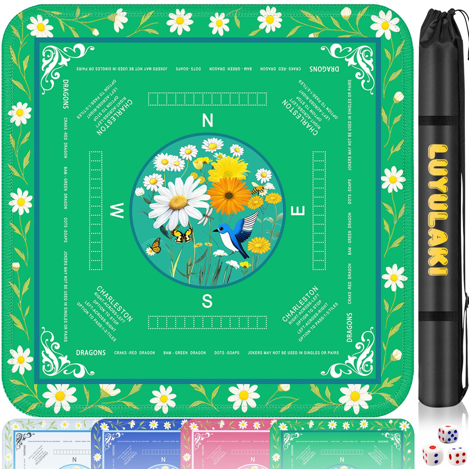 LUYULAKI mahjong mat 33.1-inch square for four players, spacious setup