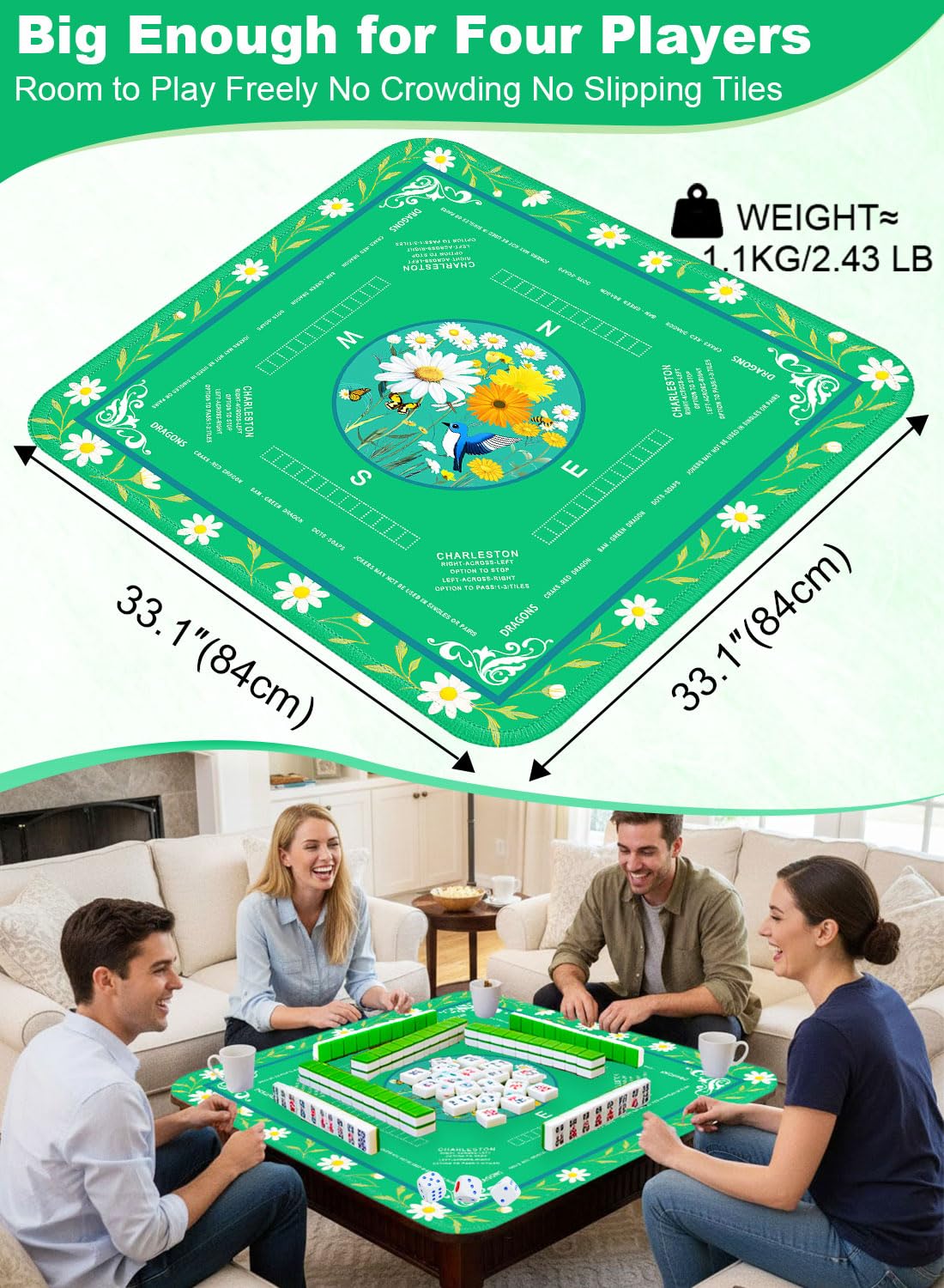 LUYULAKI 3mm cushioned surface reduces tile noise for quieter play
