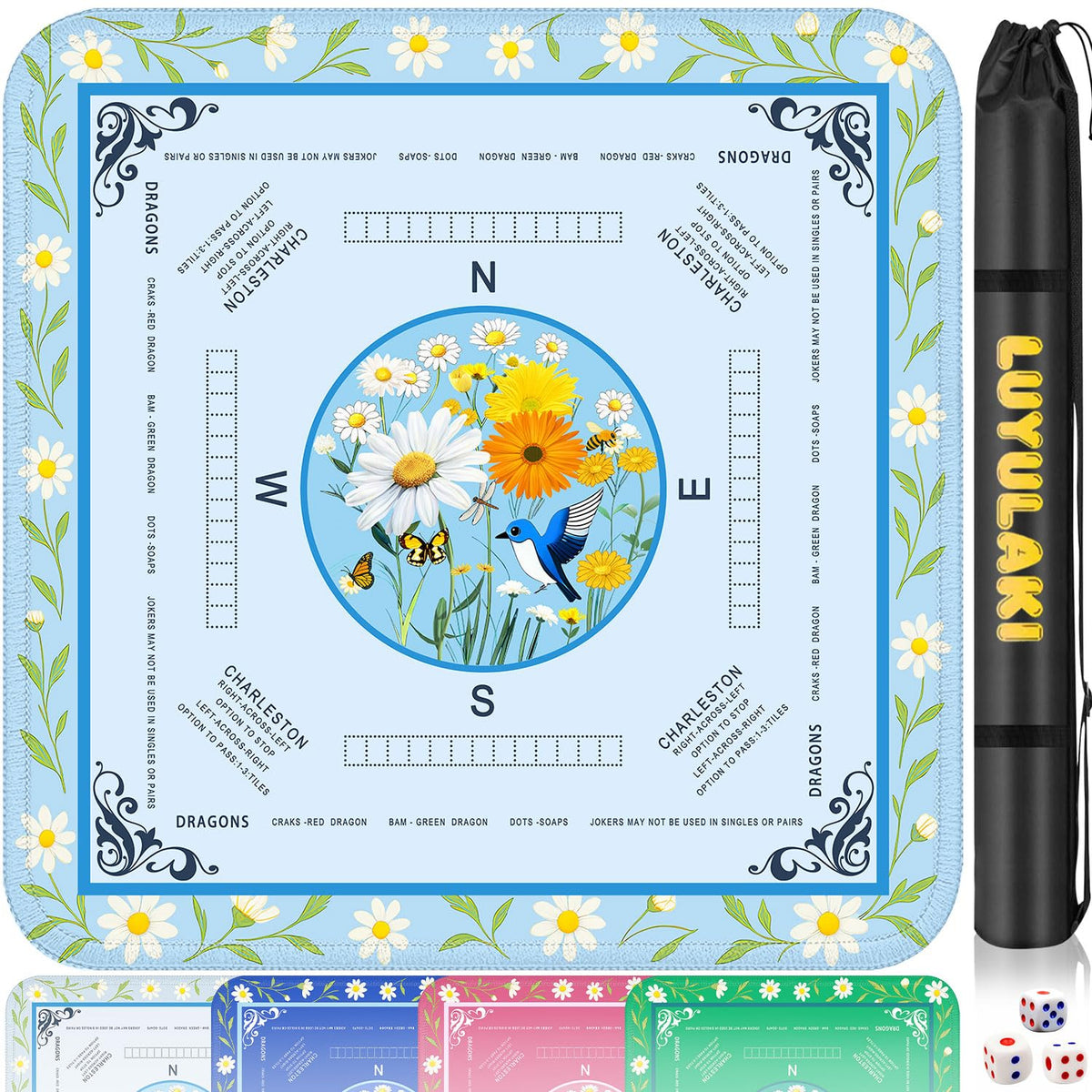 LUYULAKI mahjong mat with cushioned surface for quieter play on any table.