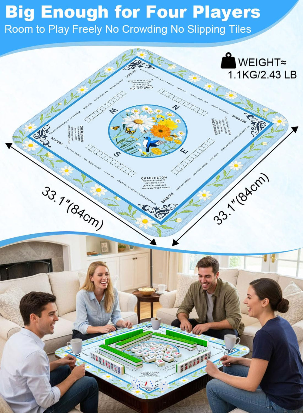 LUYULAKI mat with non-slip backing keeps it steady during rounds.