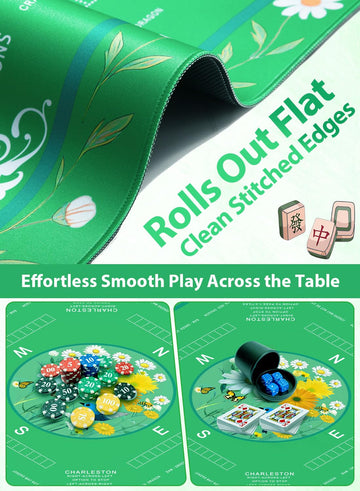 LUYULAKI mahjong mat rolls flat for quick setup and storage