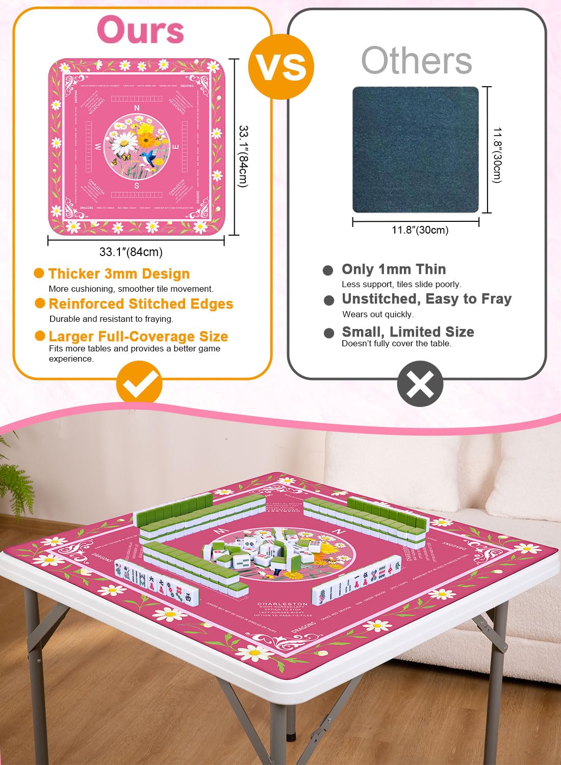 LUYULAKI mahjong mat with carry bag for easy transport