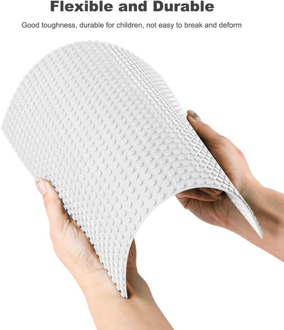 LVHERO baseplates side view showing sturdy white plates for durable play sessions.