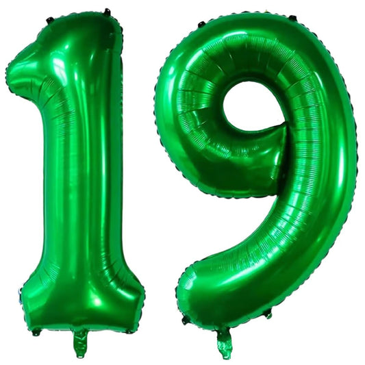 LVMOQIQIU 40-inch dark green foil balloon with 19 for striking party backdrops.