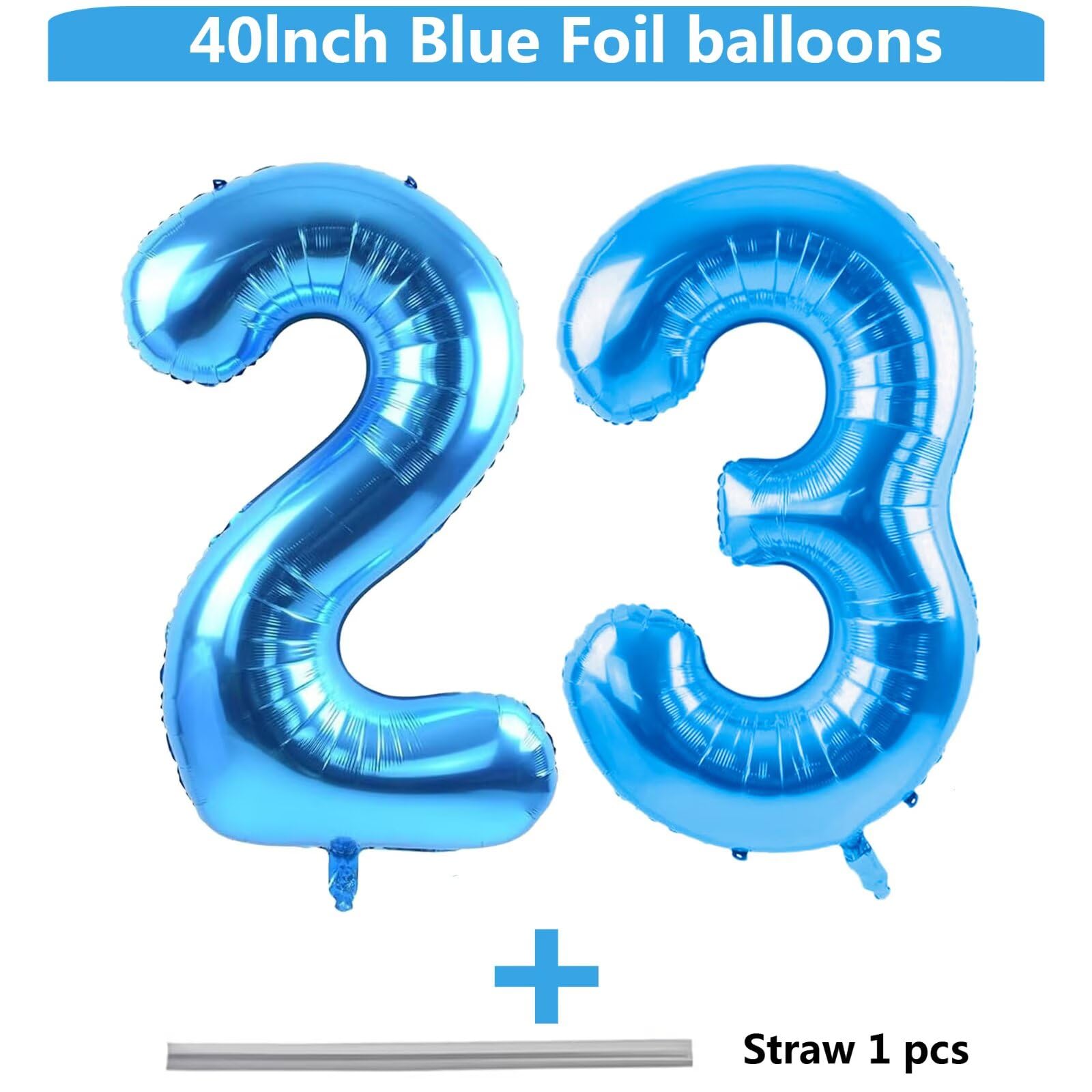 LVMOQIQIU blue foil number 23 balloons add vibrant celebration flair.