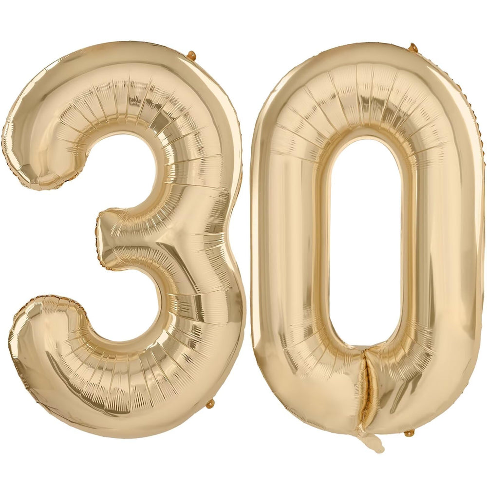 LVMOQIQIU light gold 40-inch number 30 balloon enhances dramatic birthday decor.