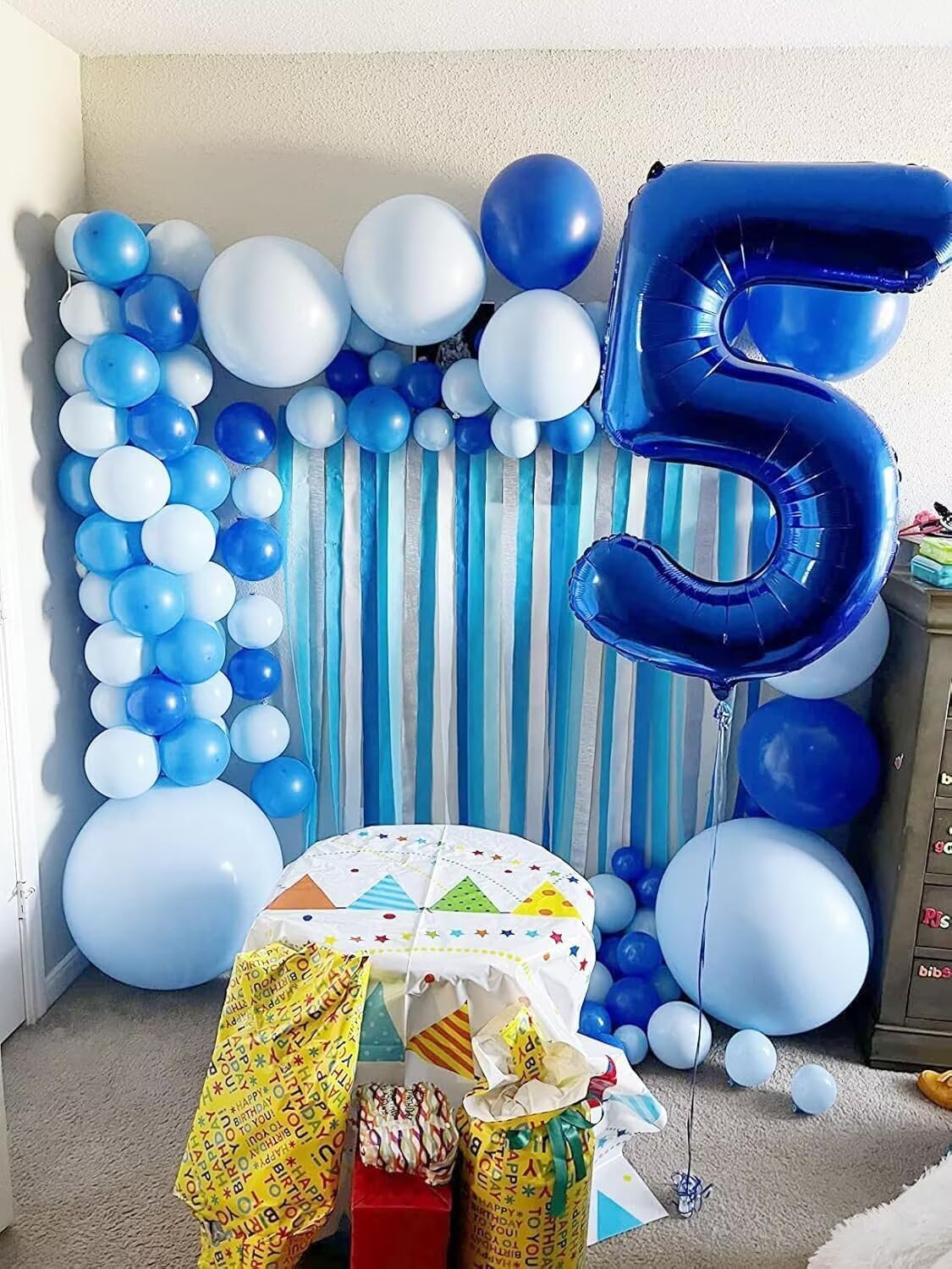 LVMOQIQIU 40-inch navy blue foil 9 balloon reusable for events.