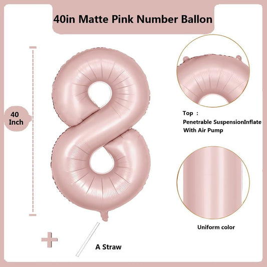 LVMOQIQIU pink matte foil 8 balloon adds a chic backdrop