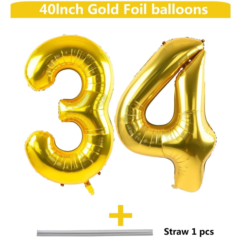LVMOQIQIU gold-number-balloon-34th-birthday-setup adds festive atmosphere.