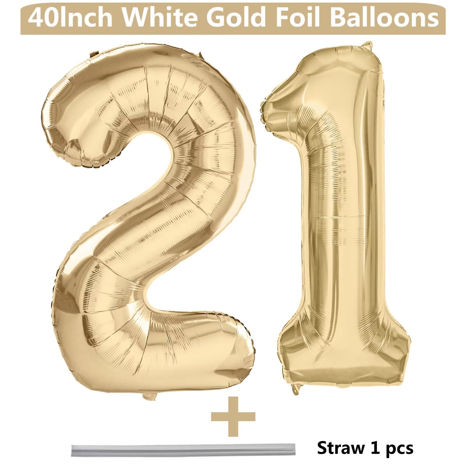 LVMOQIQIU 21st birthday foil balloon adds luxury to photos and party decor.