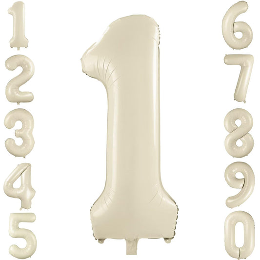 LVMOQIQIU 40-inch cream white foil number balloon for dramatic event decor.