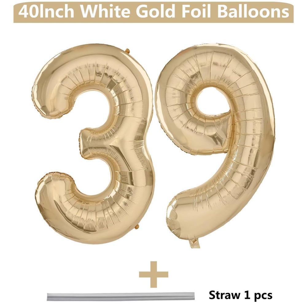 LVMOQIQIU 39th birthday foil balloon with champagne shimmer for elegant decor