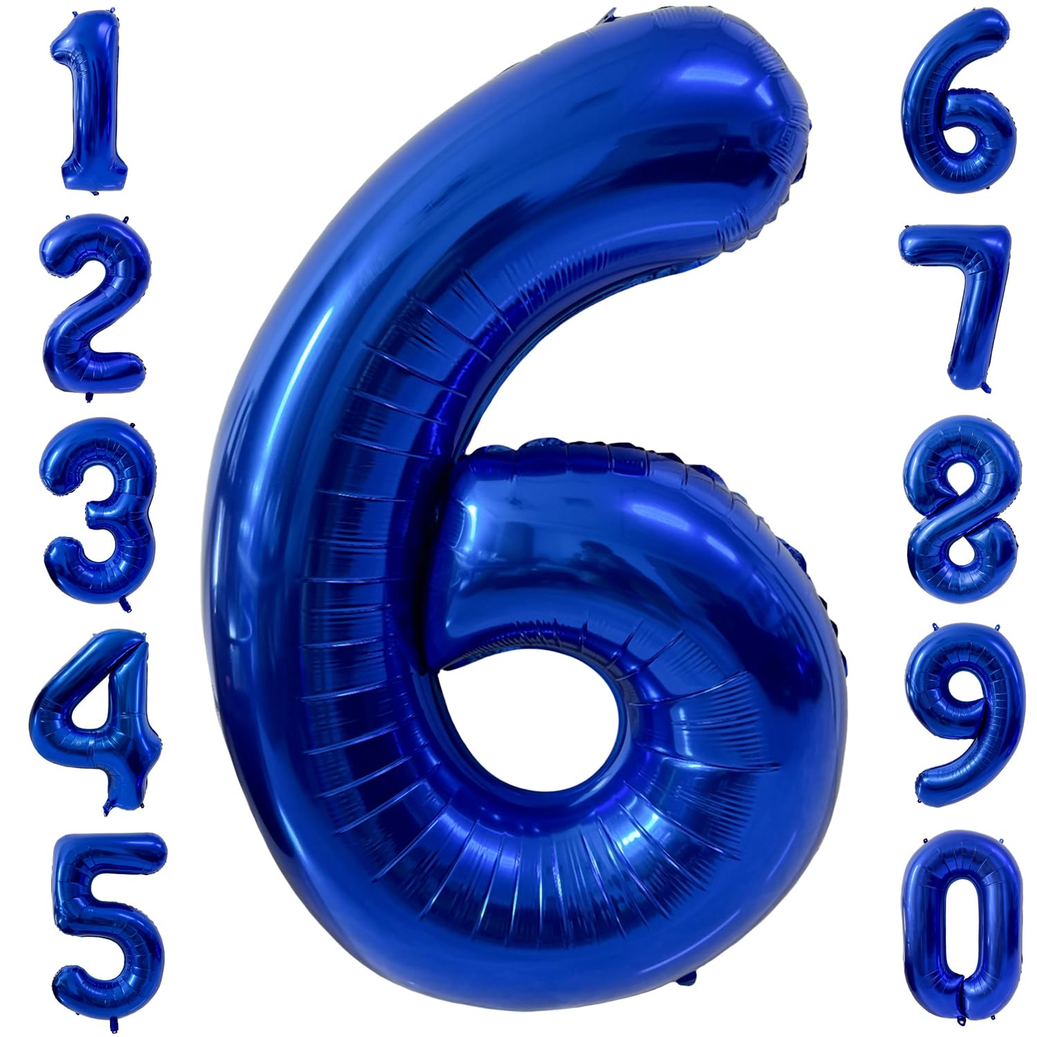 LVMOQIQIU 40-inch navy blue number 6 balloon, bold birthday centerpiece and photo backdrop.