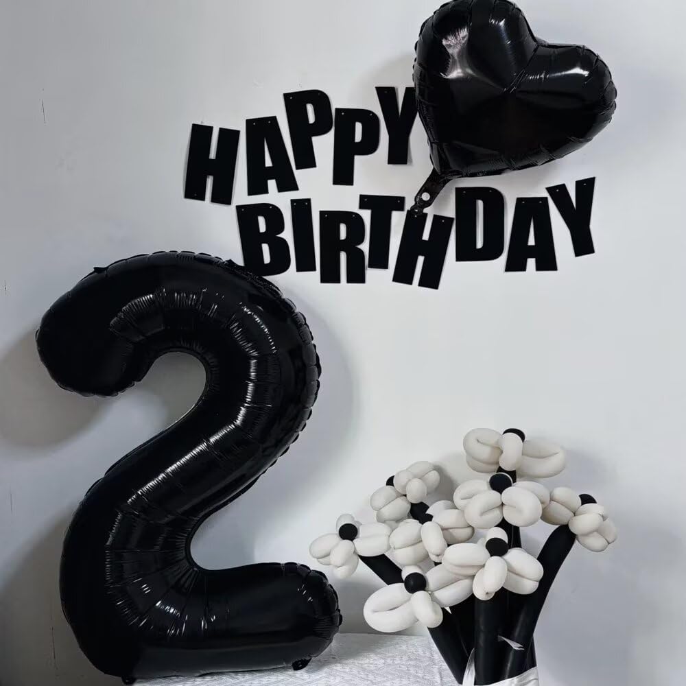 LVMOQIQIU 40-inch black numeral balloon 2 for photo backdrops