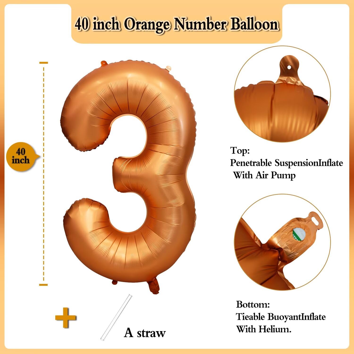 LVMOQIQIU orange foil numeral balloon highlighting milestones and celebrations.