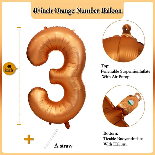 LVMOQIQIU orange foil numeral balloon highlighting milestones and celebrations.
