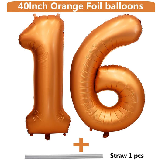 LVMOQIQIU 40-inch orange foil balloon 61 for sports celebrations.
