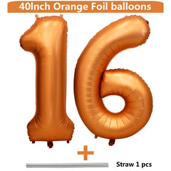 LVMOQIQIU 40-inch orange foil balloon 61 for sports celebrations.