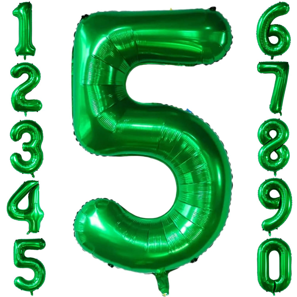 LVMOQIQIU 40-inch dark green number 5 foil balloon for a bold birthday photo backdrop