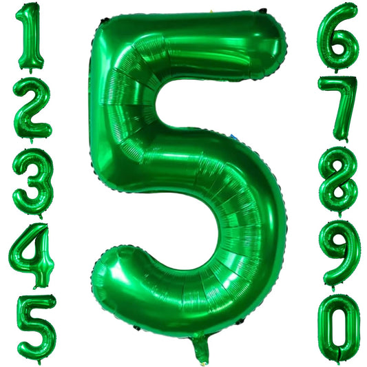 LVMOQIQIU 40-inch dark green number 5 foil balloon for a bold birthday photo backdrop