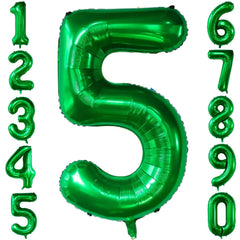 LVMOQIQIU 40-inch dark green number 5 foil balloon for a bold birthday photo backdrop